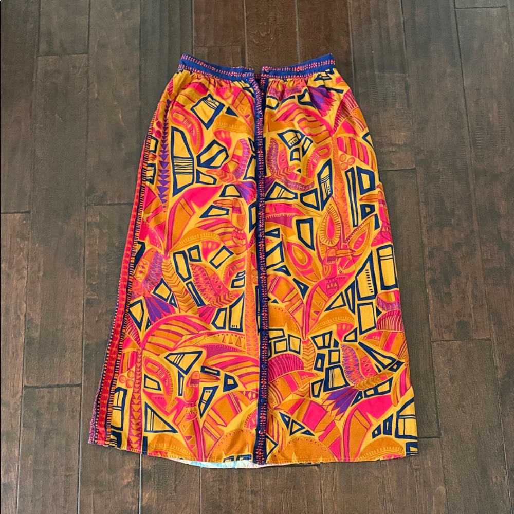 Bold Yellow & Pink Printed Maxi Skirt